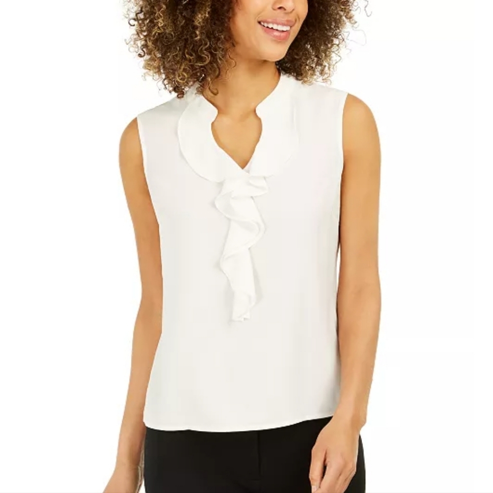 Nine West Elegant White Sleeveless Blouse